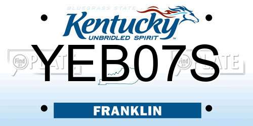 YEB07S Kentucky License Plate