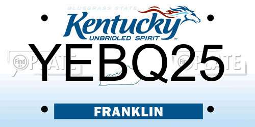 YEBQ25 Kentucky License Plate