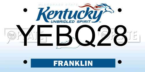 YEBQ28 Kentucky License Plate