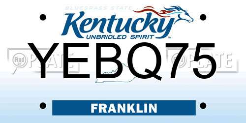 YEBQ75 Kentucky License Plate