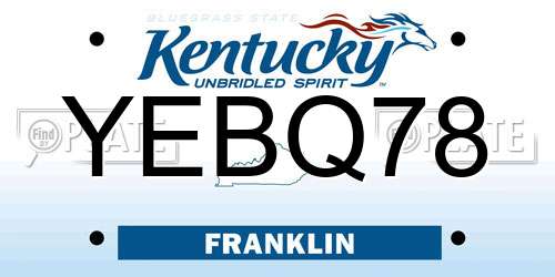 YEBQ78 Kentucky License Plate