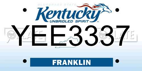 YEE3337 Kentucky License Plate