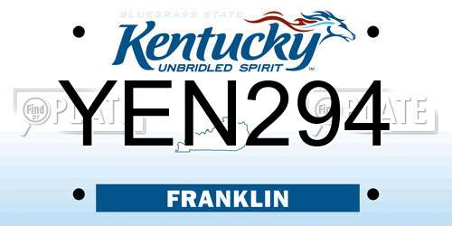 YEN294 Kentucky License Plate