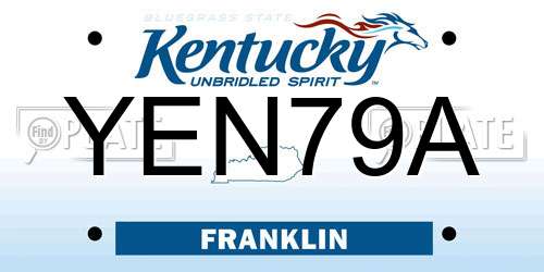 YEN79A Kentucky License Plate