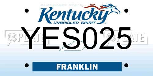 YES025 Kentucky License Plate