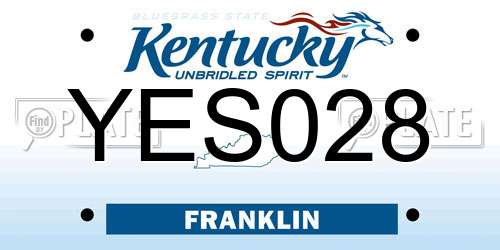 YES028 Kentucky License Plate