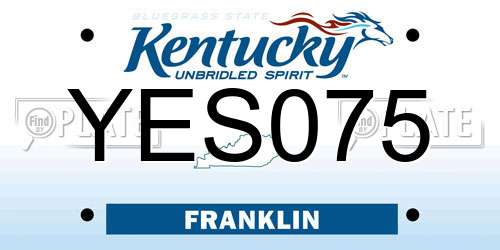 YES075 Kentucky License Plate