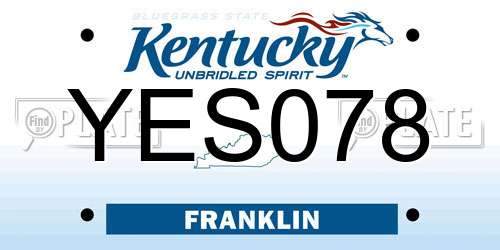 YES078 Kentucky License Plate