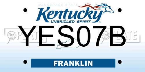 YES07B Kentucky License Plate