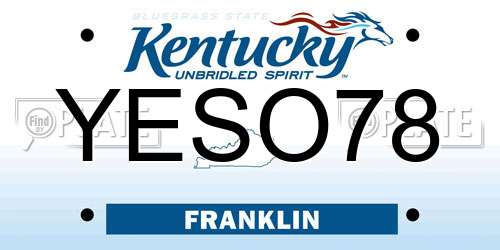 YESO78 Kentucky License Plate