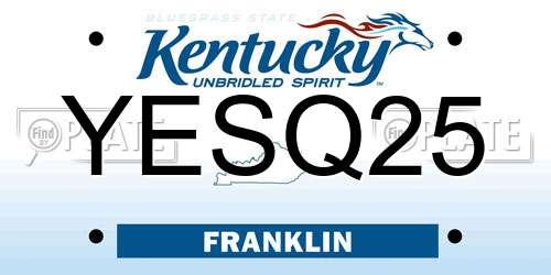 YESQ25 Kentucky License Plate