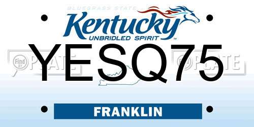 YESQ75 Kentucky License Plate