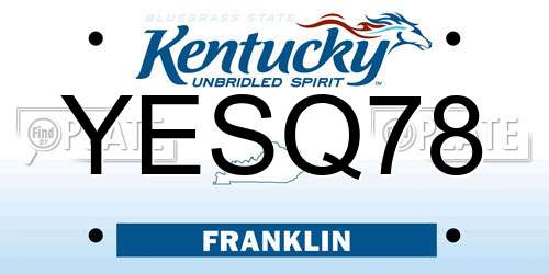 YESQ78 Kentucky License Plate