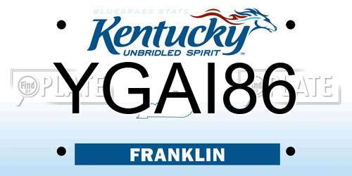 YGAI86 Kentucky License Plate