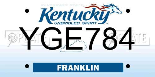 YGE784 Kentucky License Plate