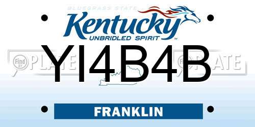YI4B4B Kentucky License Plate