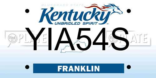 YIA54S Kentucky License Plate