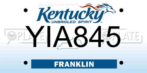YIA845 Kentucky License Plate