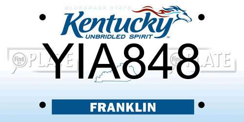 YIA848 Kentucky License Plate