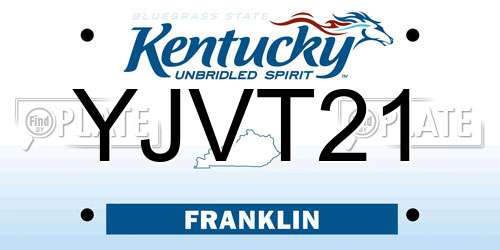 YJVT21 Kentucky License Plate