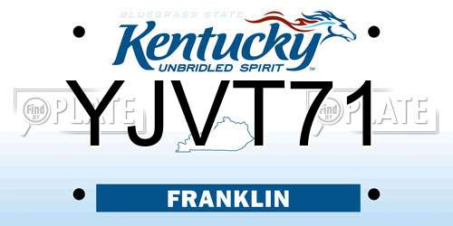 YJVT71 Kentucky License Plate