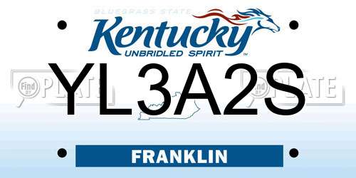 YL3A2S Kentucky License Plate