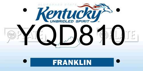 YQD810 Kentucky License Plate
