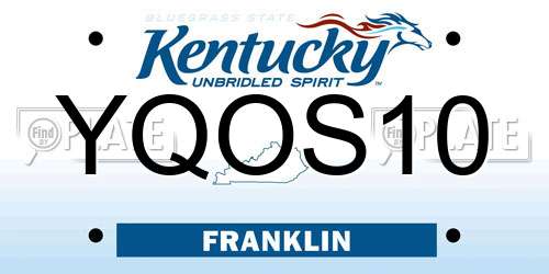YQOS10 Kentucky License Plate