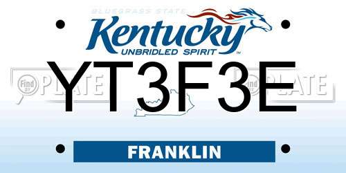 YT3F3E Kentucky License Plate