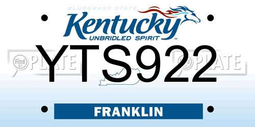 YTS922 Kentucky License Plate