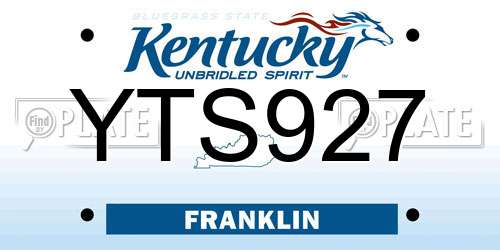 YTS927 Kentucky License Plate