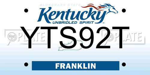 YTS92T Kentucky License Plate