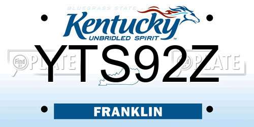 YTS92Z Kentucky License Plate