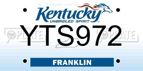 YTS972 Kentucky License Plate