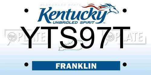 YTS97T Kentucky License Plate