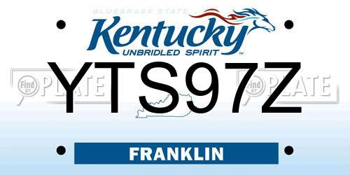 YTS97Z Kentucky License Plate