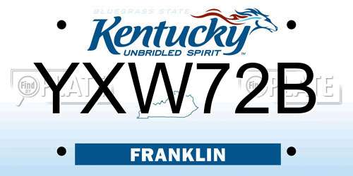 YXW72B Kentucky License Plate