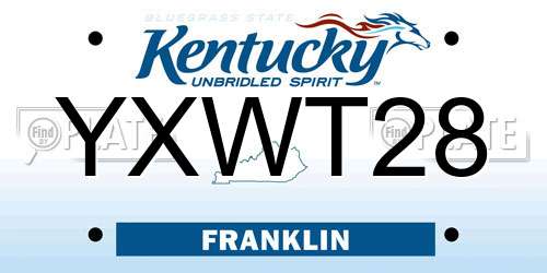 YXWT28 Kentucky License Plate