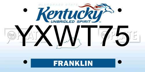 YXWT75 Kentucky License Plate