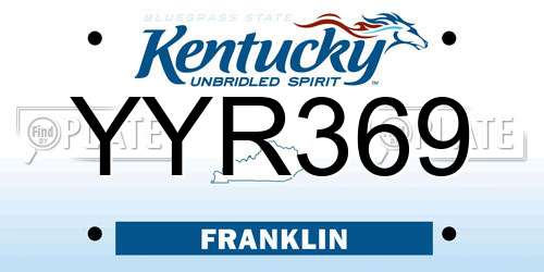 YYR369 Kentucky License Plate