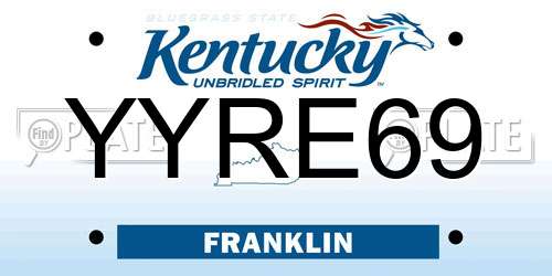 YYRE69 Kentucky License Plate
