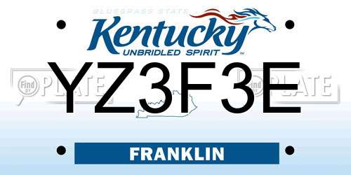 YZ3F3E Kentucky License Plate
