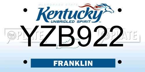 YZB922 Kentucky License Plate