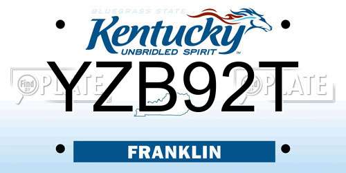 YZB92T Kentucky License Plate