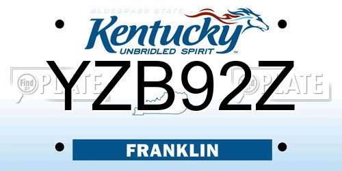 YZB92Z Kentucky License Plate