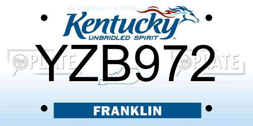 YZB972 Kentucky License Plate