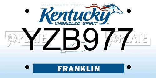YZB977 Kentucky License Plate