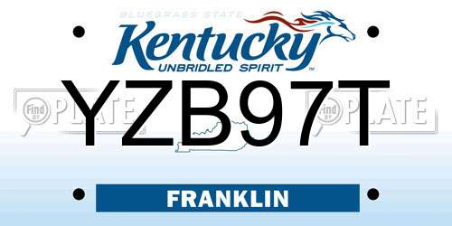 YZB97T Kentucky License Plate