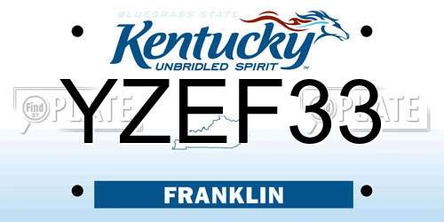 YZEF33 Kentucky License Plate