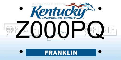 Z000PQ Kentucky License Plate